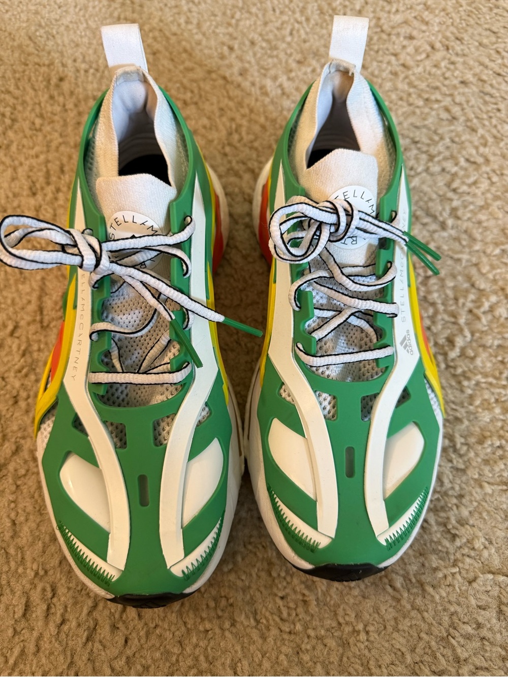 Adidas by Stella McCartney Green White Yellow Athletic Sneakers